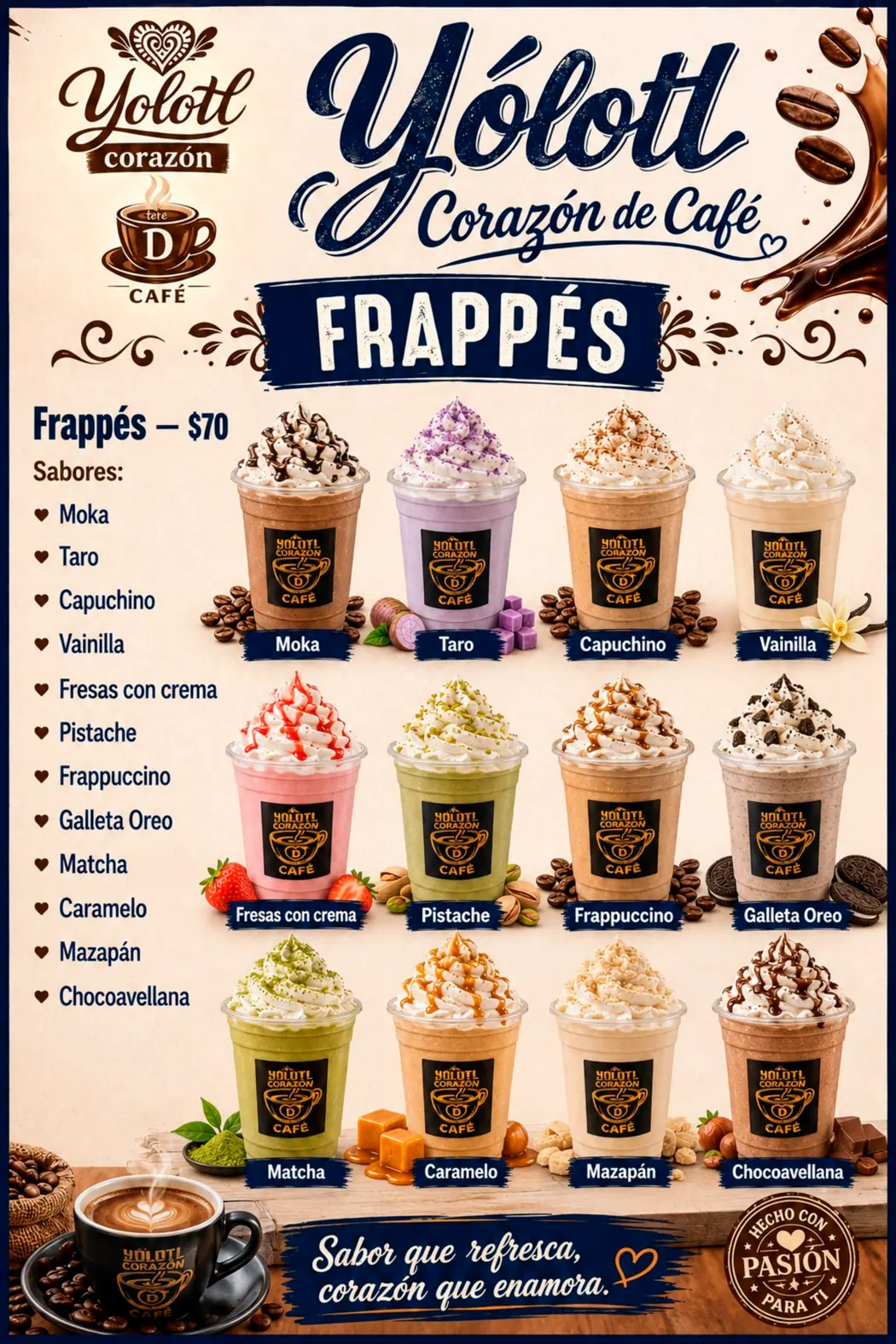 Menú visual de frappés